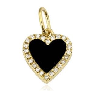 14k Diamond and Onyx Heart Pendant